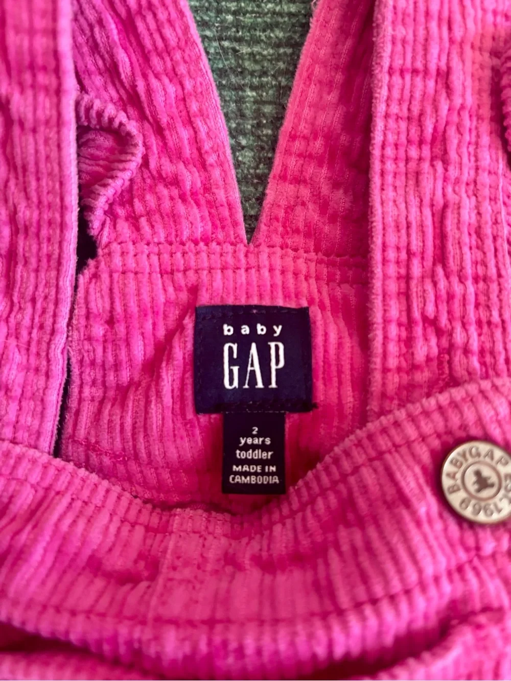 GAP Bright Pink Corduroy Overall Dress